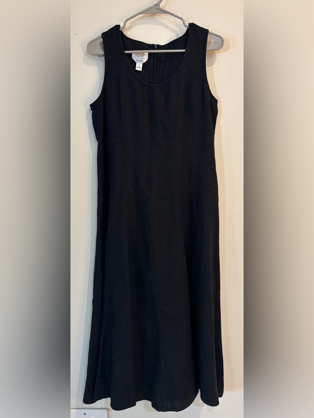Talbots Black Sleeveless Maxi Linen Dress size 8